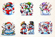 Watercolor funny Christmas Snowman C, an Illustration by CreationArt (Thumbnail 2 of 5)