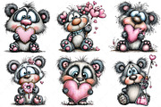 Quirky Valentine's Day Panda Clipart, an Illustration by Craft Nest (Thumbnail 6 of 9)