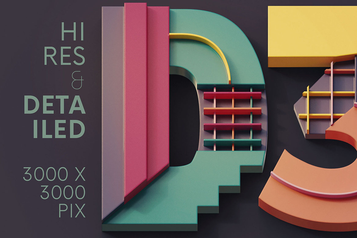 Colorful Art - 3D Lettering, a Graphic by MIIM (Photo 2 of 8)