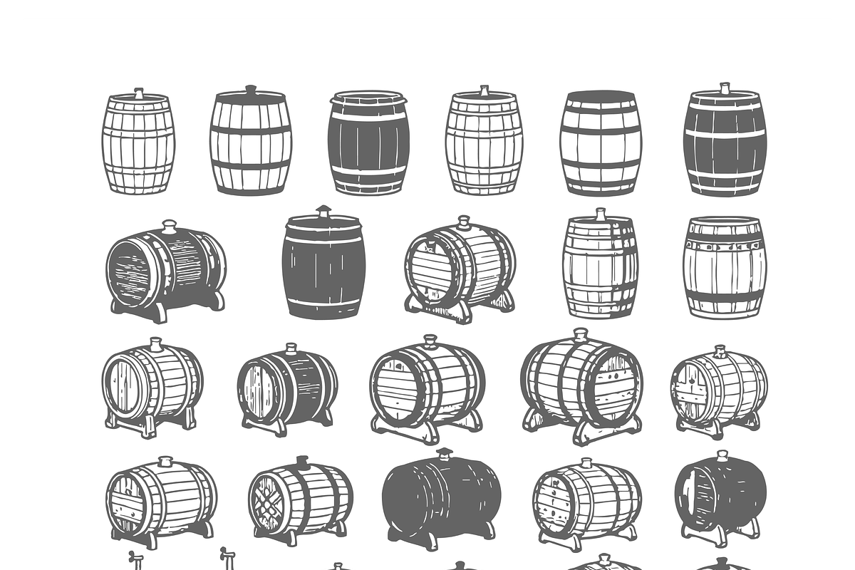 Vintage Wooden Barrel Illustrations, a Finance Illustration by CarWrap design (Photo 2 of 3)