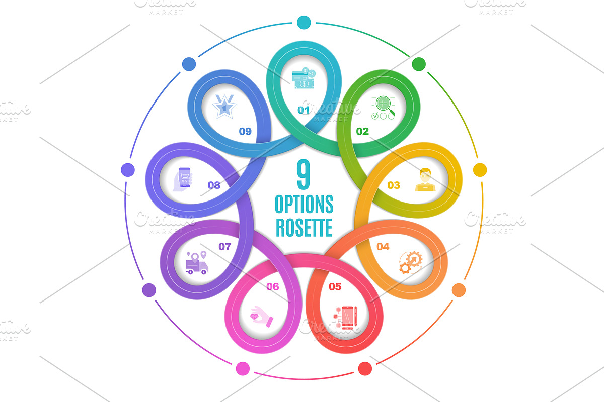Circular diagram template with 9, an Illustration by RevelStockart