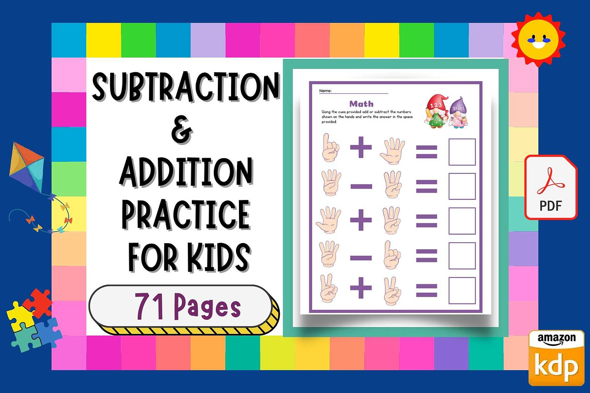 Subtraction, Addition Practice Pages, a Templates & Theme by Premium Digital Templates (Photo 2 of 2)