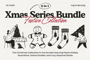 Christmas Series BUNDLE: All 5 in 1, a Seasonal Illustration by Veyla
