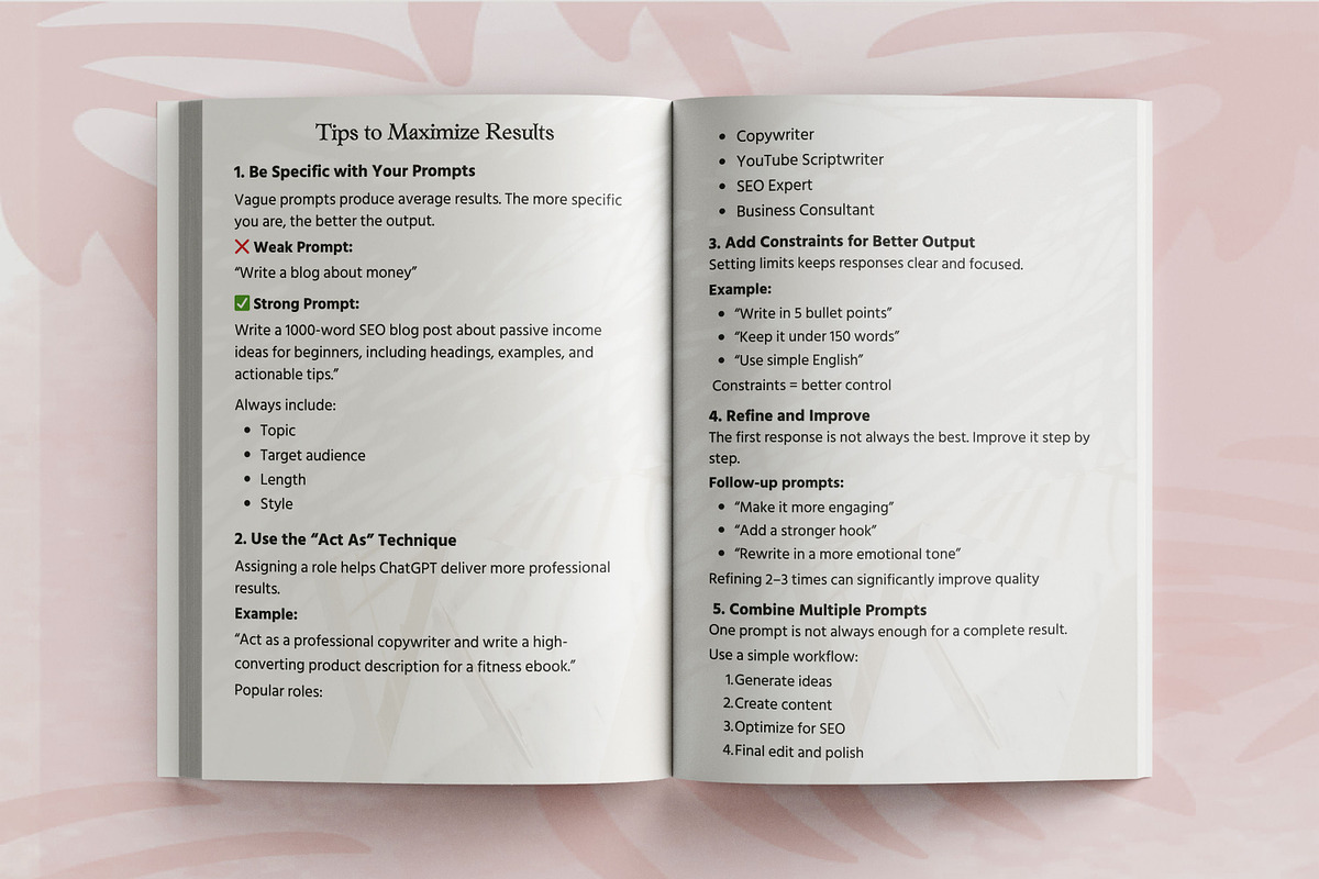 ChatGPT Prompts for Passive Income, a Design Template by Book2bees (Photo 4 of 4)