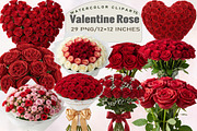 Valentine Rose Bouquets Clipart Bund, an Illustration by SVGArt (Thumbnail 1 of 8)