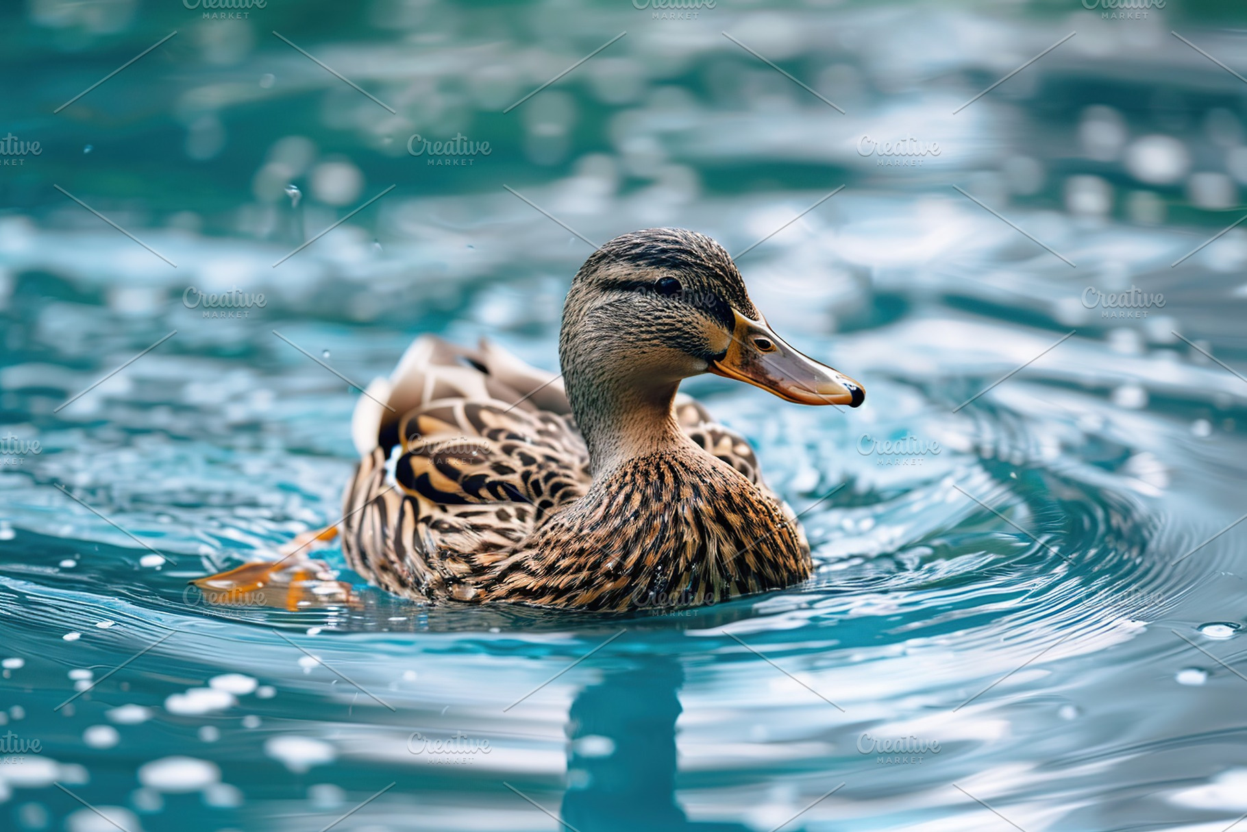 Duck swimming into the pond, an Animal Photo by AlyaAnd