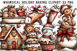 Whimsical Holiday Baking Clipart Bun, an Illustration by Libby Wishes