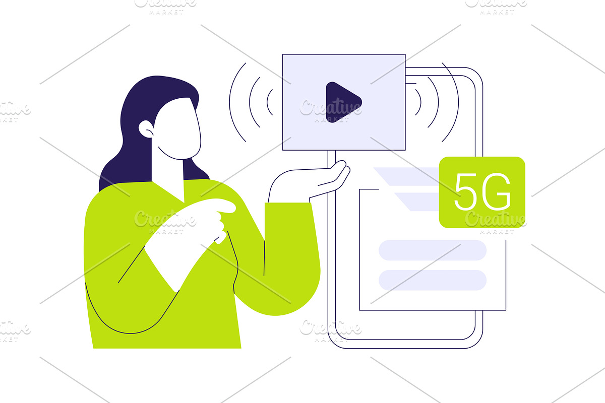 5G streaming isolated cartoon vector, a Technology Illustration by Visual Generation