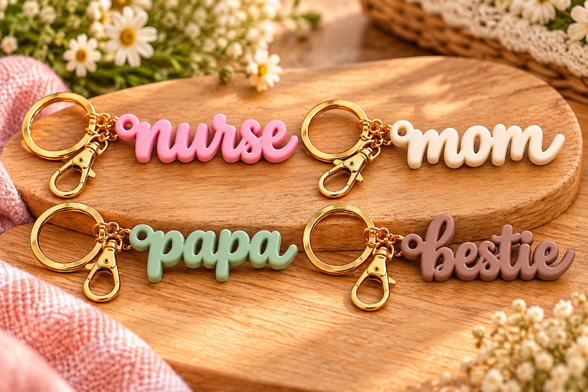Mom Papa Nurse Bestie Keyring STL, an Object 3D Model by Layerology (Photo 2 of 3)