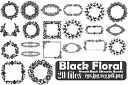 Black Floral Wreath Frame Set, an Illustration by Designer_Momina (Thumbnail 1 of 20)