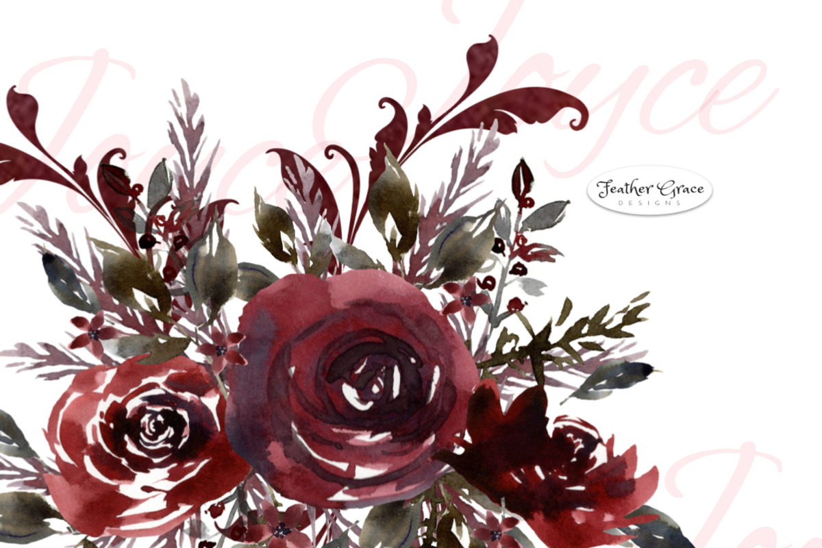 Burgundy Florals, Wreaths, an Illustration by Feather Grace Designs (Photo 13 of 13)