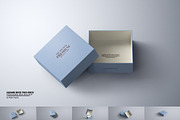 Square Rigid Two-Piece Box Mockup, a Packaging Mockup by Sheikhadesign (Thumbnail 1 of 11)
