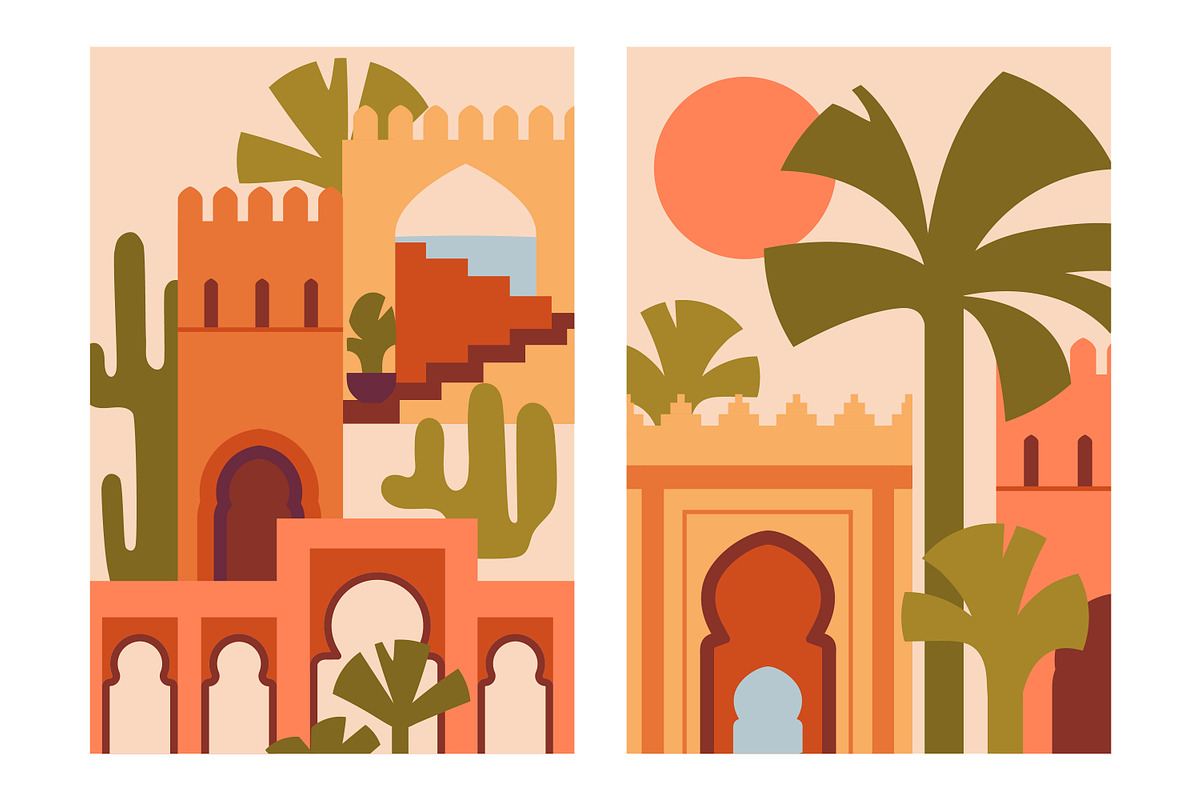 Morocco architecture set, background, a Decorative Illustration by Good Studio (Photo 4 of 19)