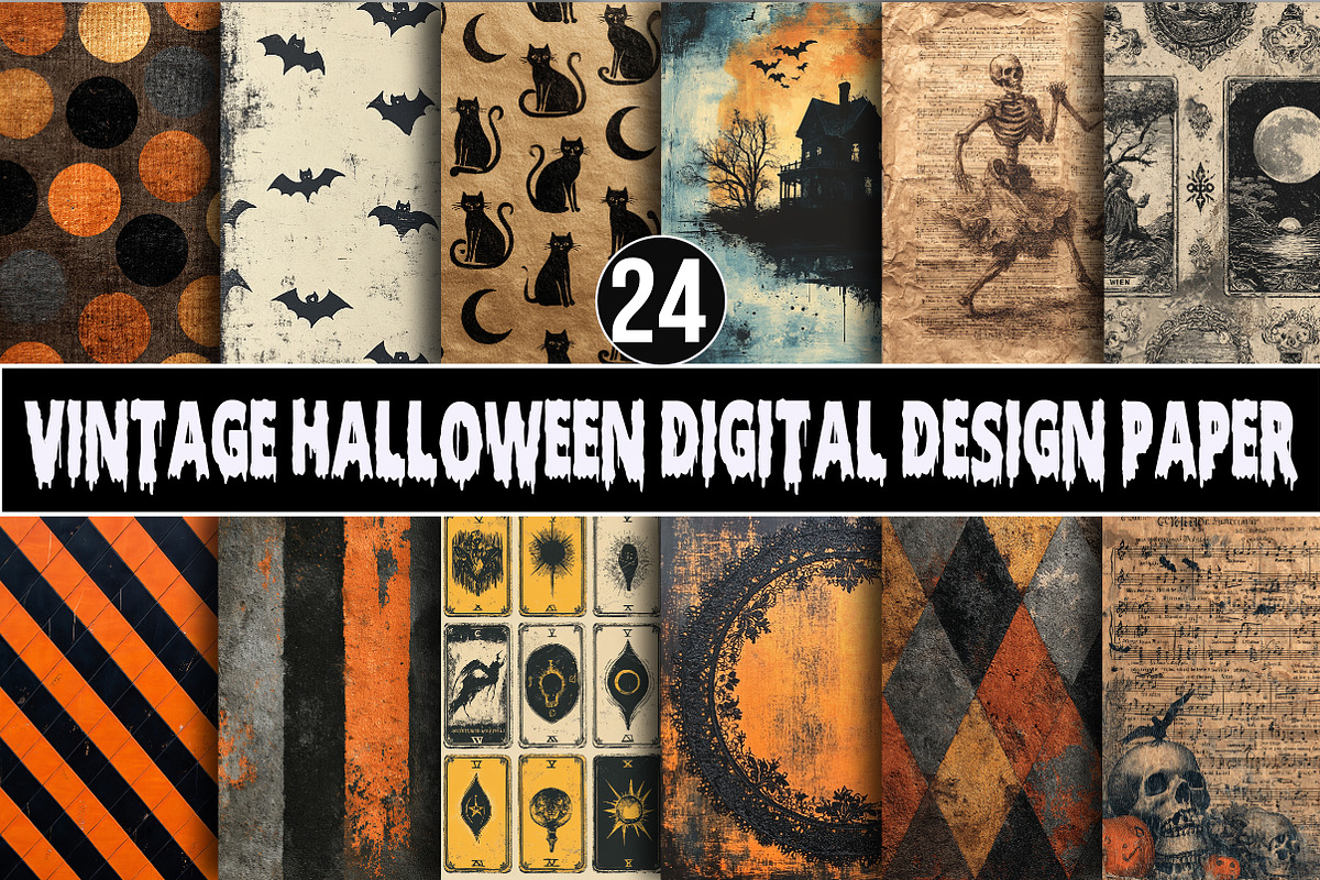 Vintage Halloween Digital Design Pap, a Pattern Graphic by Libby Wishes (Photo 1 of 6)