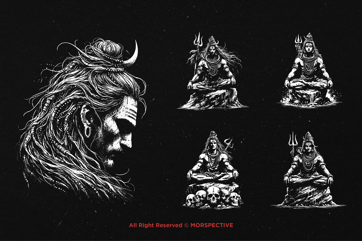 10 Bundle Dark Art Shiva God Hindu, an Illustration by Morspective (Photo 3 of 7)