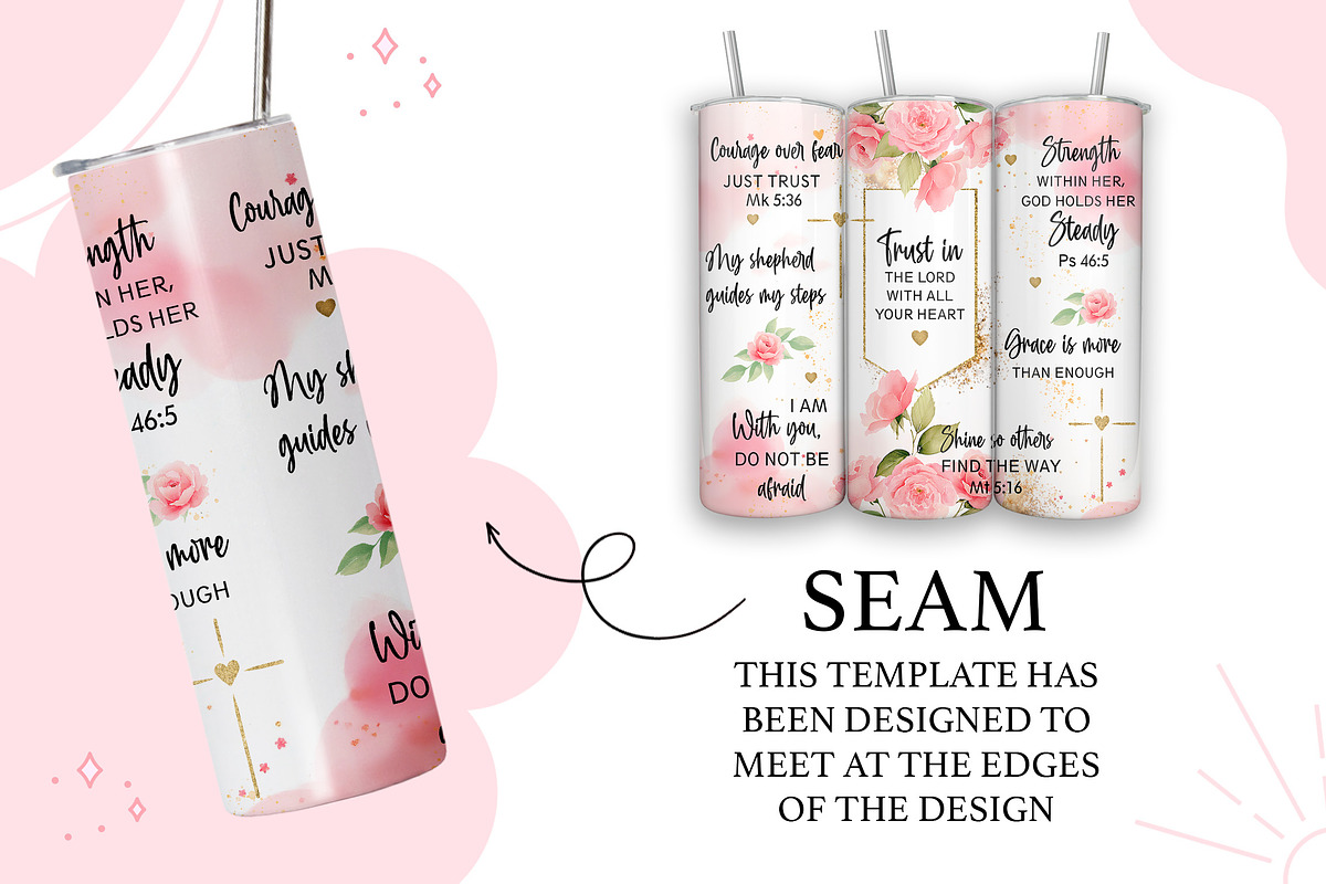 Floral Bible Verse Tumbler PNG, a Pattern Graphic by TumblerArtDS (Photo 2 of 3)