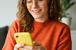 woman with mobile phone, a Business Photo by HubbaDigitals