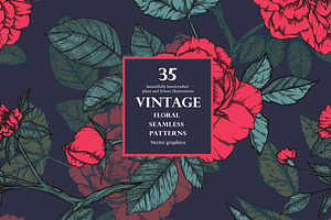 Vintage seamless patterns with roses