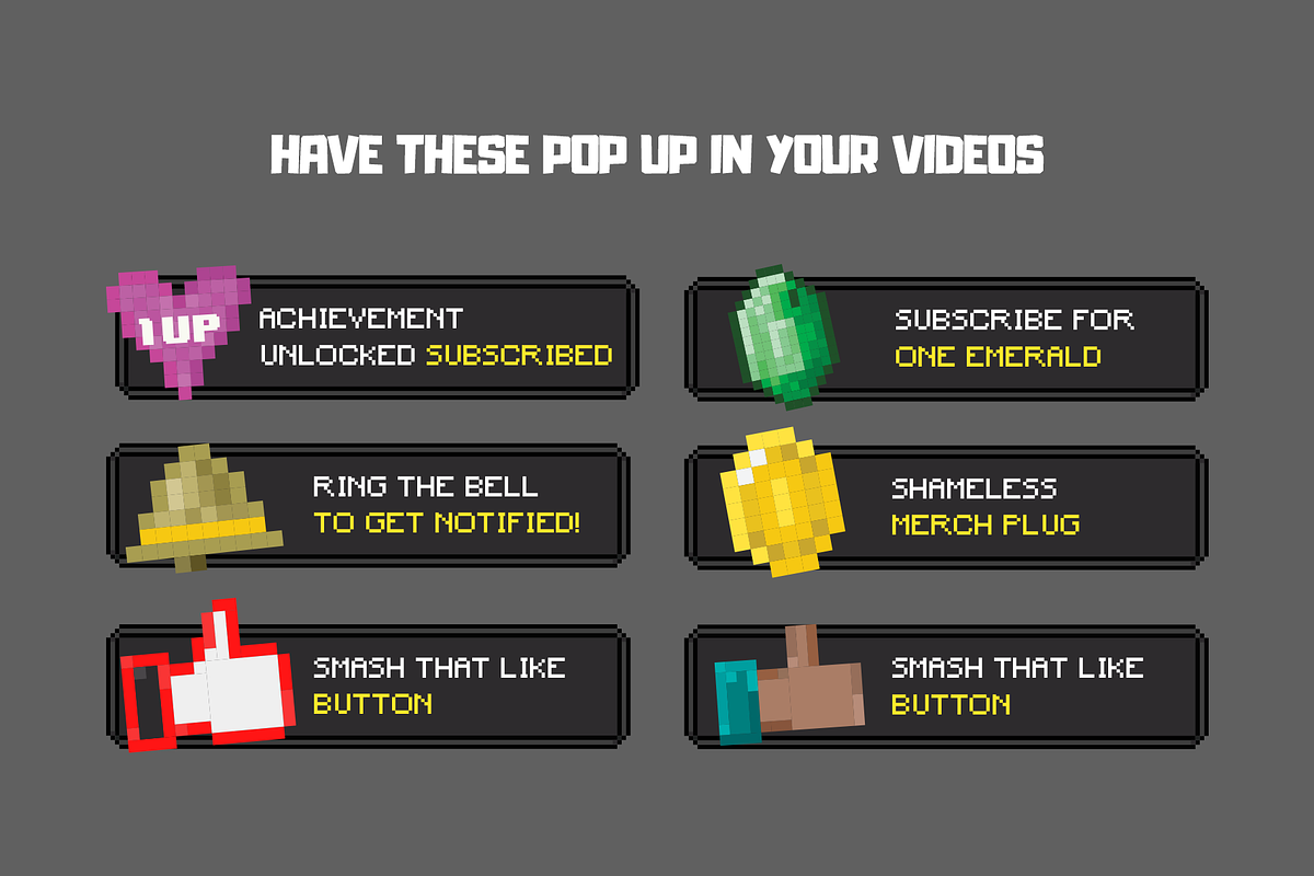 YouTube 8-Bit Gaming Channel Assets, a Social Media Template by IFBdesign (Photo 3 of 4)