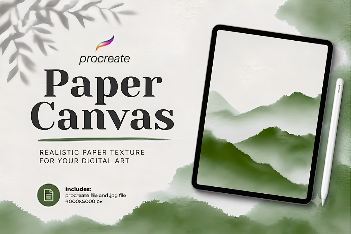 Procreate Watercolor Paper Canvas, a Layer Style Add-On by Wicked Creative (Photo 1 of 6)