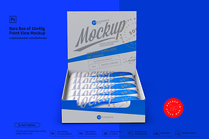 Bars Box Of 10x40g Front View Mockup