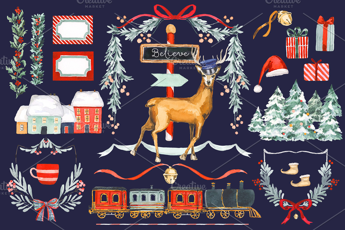 Watercolor Christmas Card Clipart, a Background Graphic by RhianAwni (Photo 9 of 10)