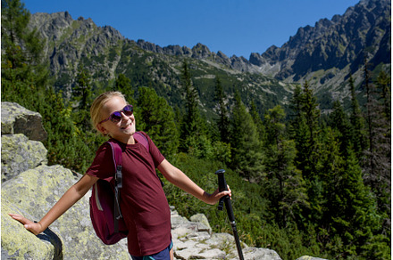 Cute girl on hike in autumn