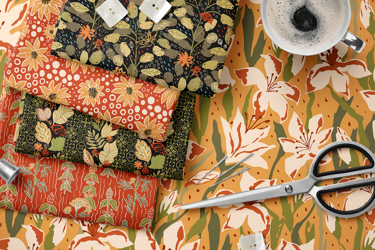 Hand drawn Autumn floral patterns, a Pattern Graphic by Tani Kuzminka (Photo 6 of 27)
