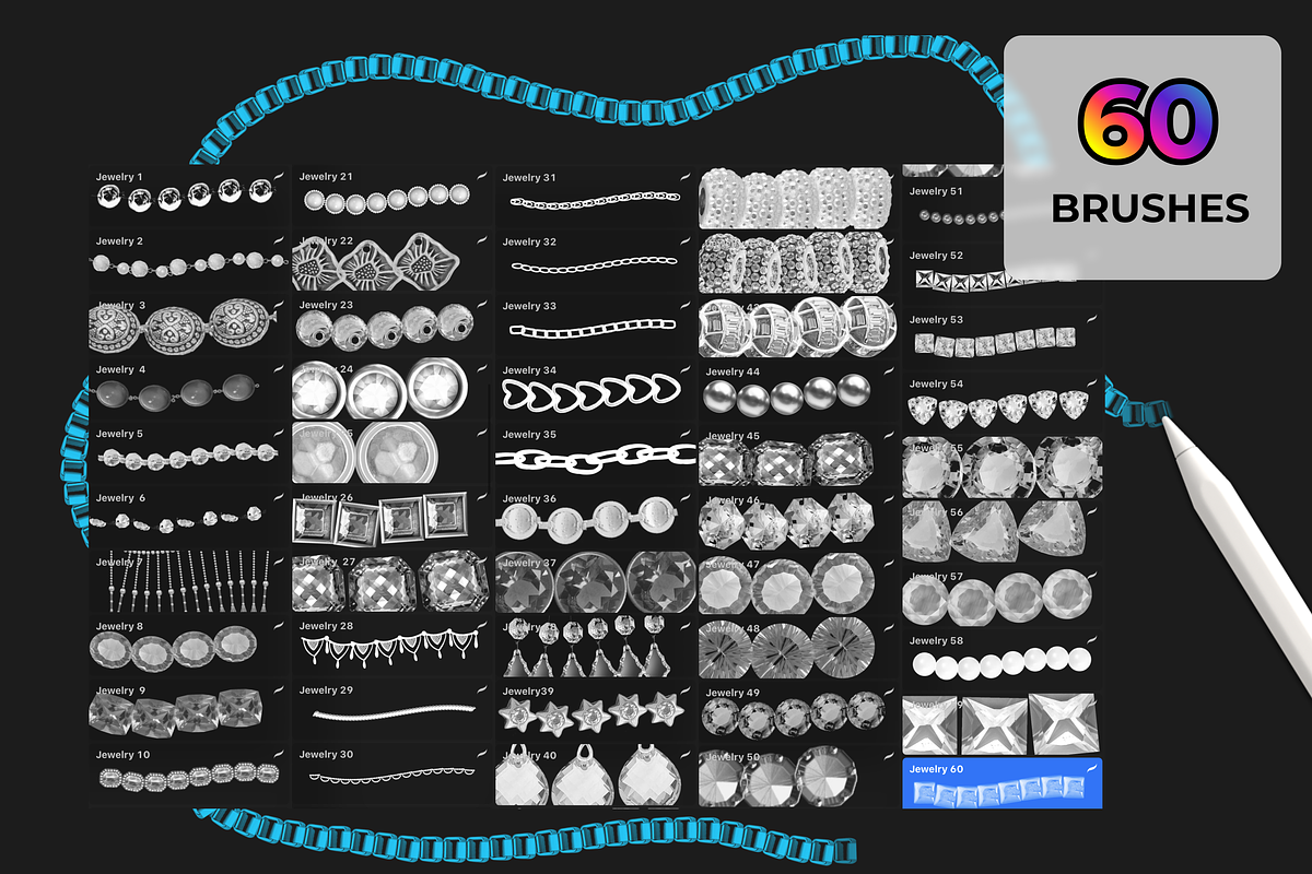 Jewelry, beads, chains and crystals, a Brush Add-On by Graphics Resources (Photo 9 of 13)