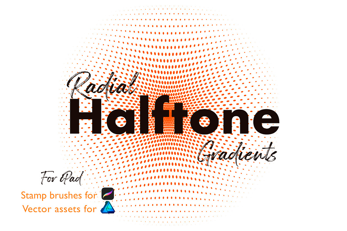 Radial halftone gradients for iPad, a Brush Add-On by Mona Ahmed (Photo 1 of 22)