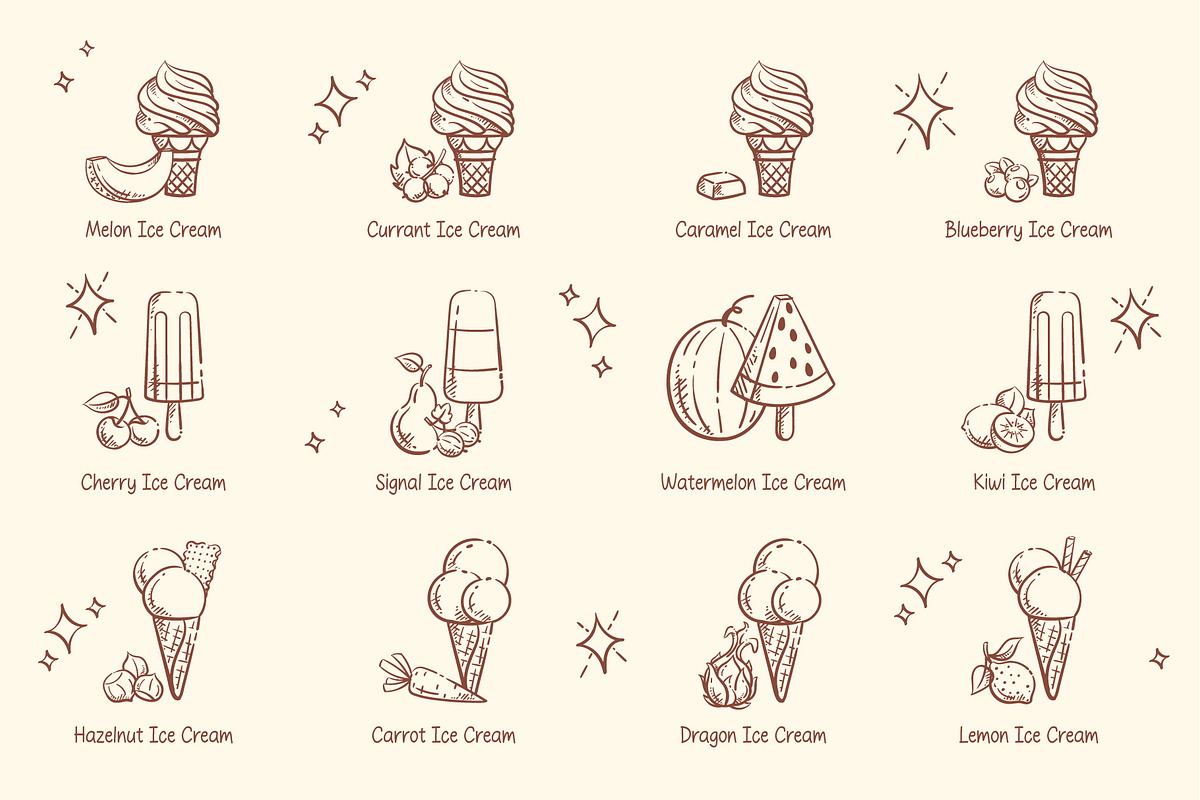 Retro Ice Cream Bundle, a Food Illustration by Nearbirds (Photo 5 of 12)