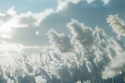 Closeup of white reeds swaying gentl, a Photo by Iftikhar Alam