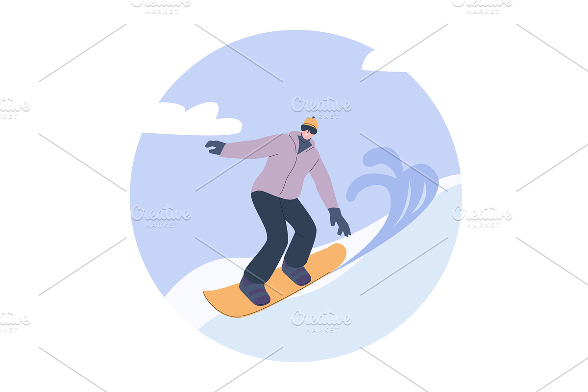 Snowboarding time. Young man on, a Sport Illustration by Valerie Bodnar