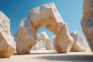 Surreal rock formations in a desert landscape, a Nature Photo by AlyaAnd