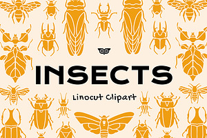 Insects Linocut Clipart, an Illustration by ClayStudio