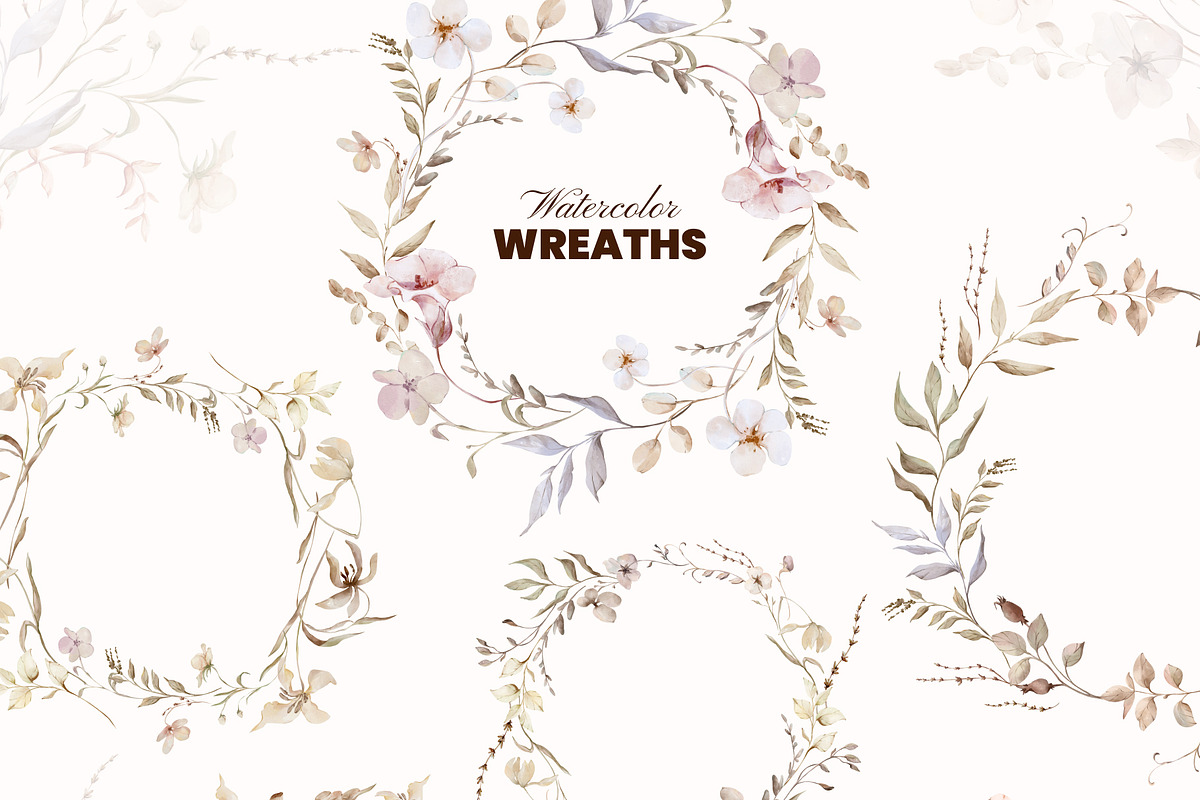 Neutral Botany Watercolor Clipart, a Decorative Illustration by Yuliia Lashevska (Photo 5 of 11)