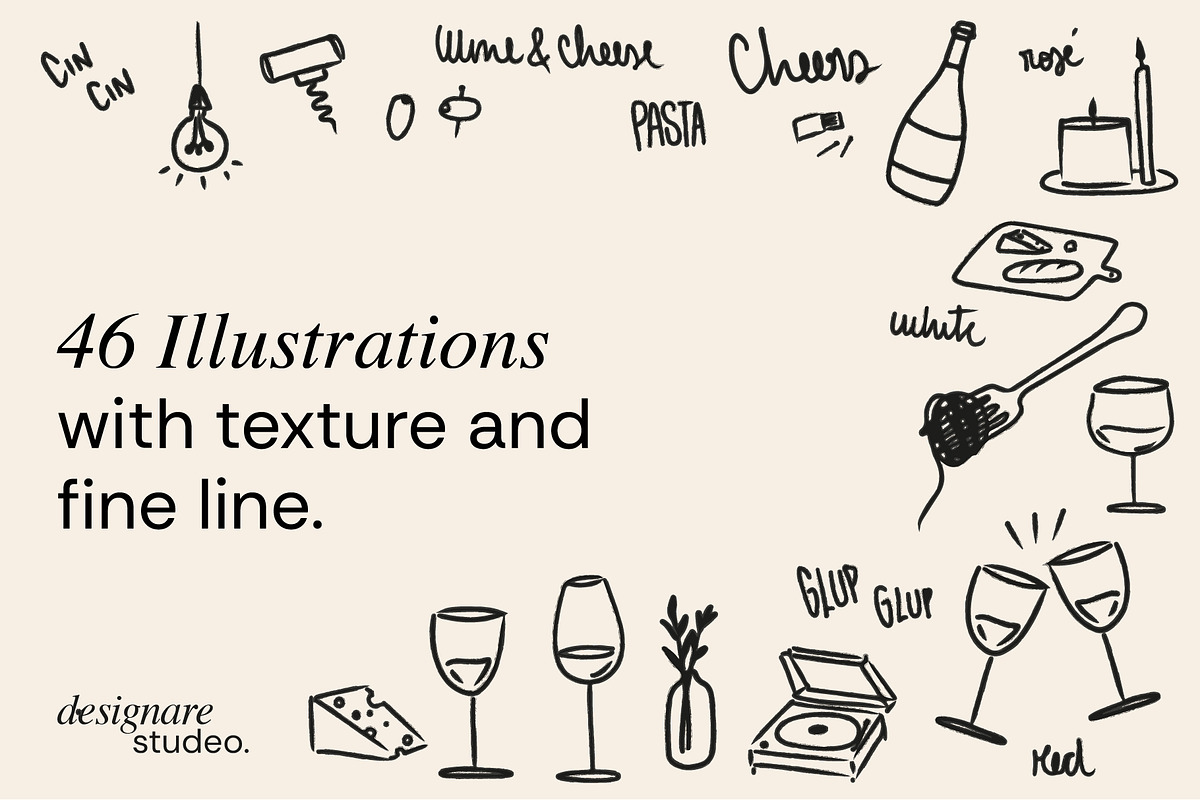 Wine, Pasta and Cheese Illustrations, a Decorative Illustration by ginni illustrations (Photo 2 of 5)