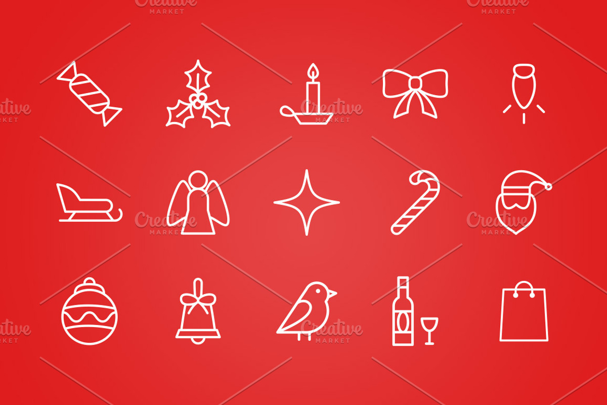 30 Premium Christmas line icons, an Outline Icon by Woo Graphics (Photo 3 of 3)