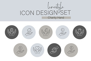 Icon Design Set Charity Hand