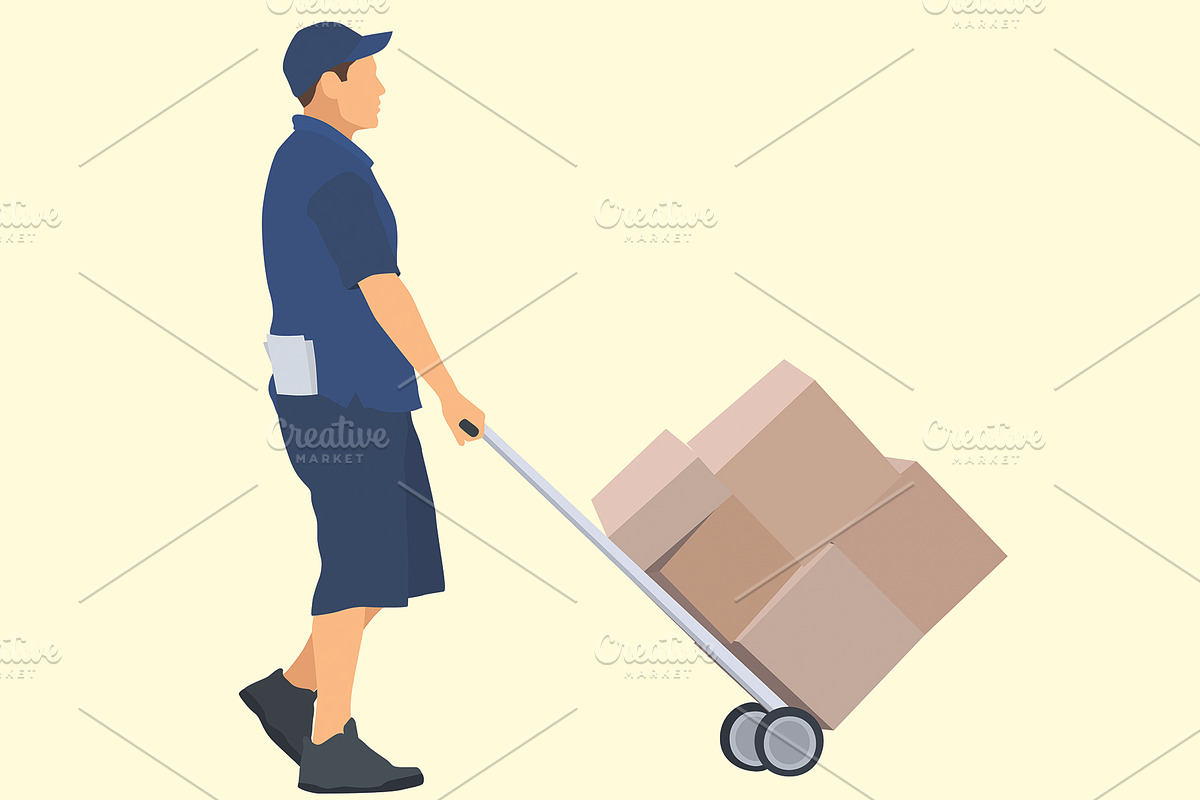 Delivery Man Side View, an Illustration by Ellegant Media
