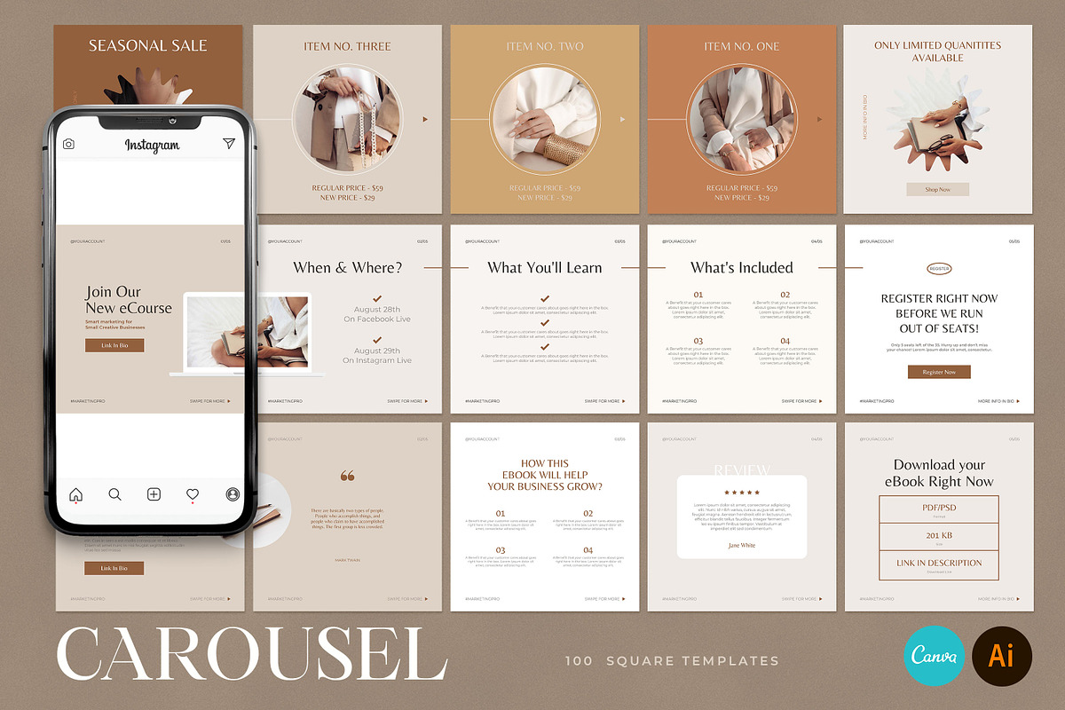 CANVA Instagram Corousel Templates, a Social Media Template by AndrewPixel (Photo 1 of 11)