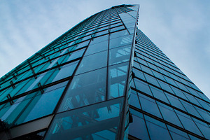 Blue building stock photograph
