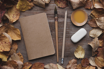 Autumn notebook mockup