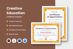 Creative Education Certificate Templ, a Print Template by twinstd
