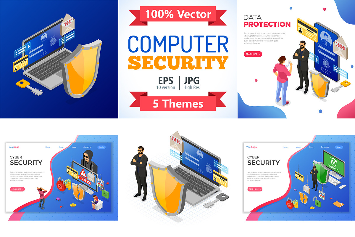 Cyber Security Isometric Concept, a Person Illustration by TAlex (Photo 1 of 6)