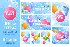 Christmas And New Year Templates Set, a Card Template by Vector beauty