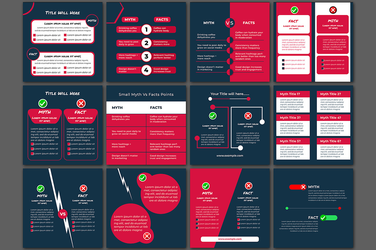 Myth vs Facts | 25 Instagram Posts, a Social Media Template by Mohammad Sarfaraz (Photo 3 of 4)