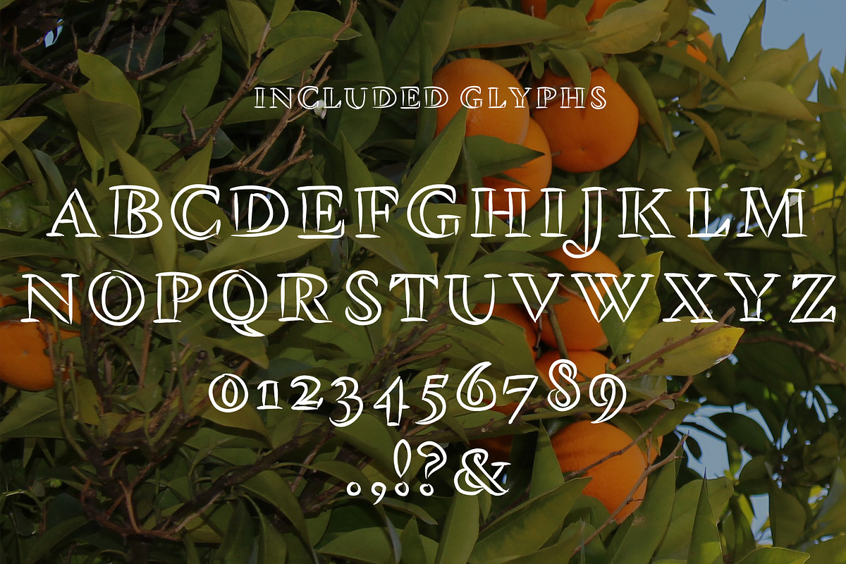 Tangerine, Outlined Font preview 2