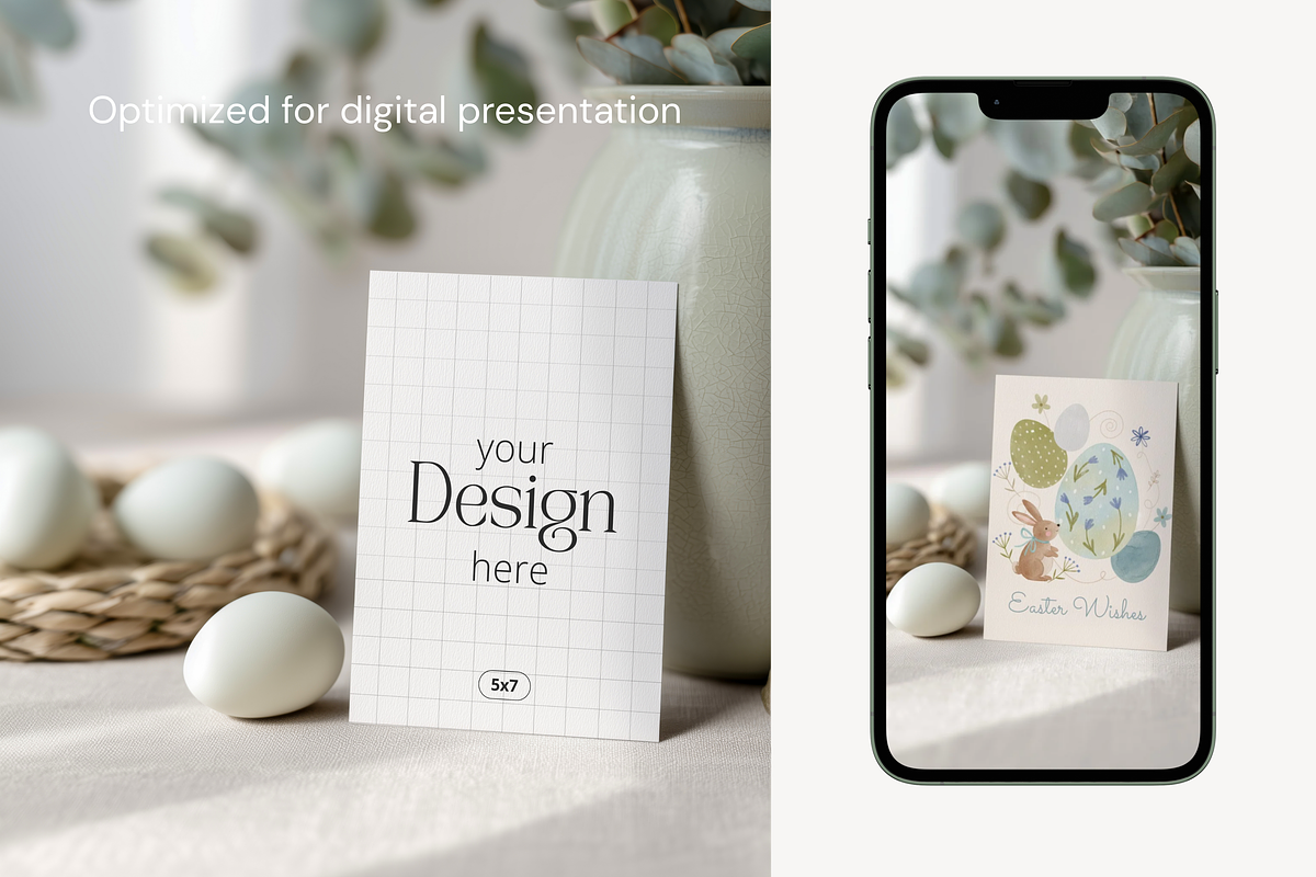 Neutral Easter 5x7 Card Mockup, a Product Mockup by Serenefeeling (Photo 5 of 6)