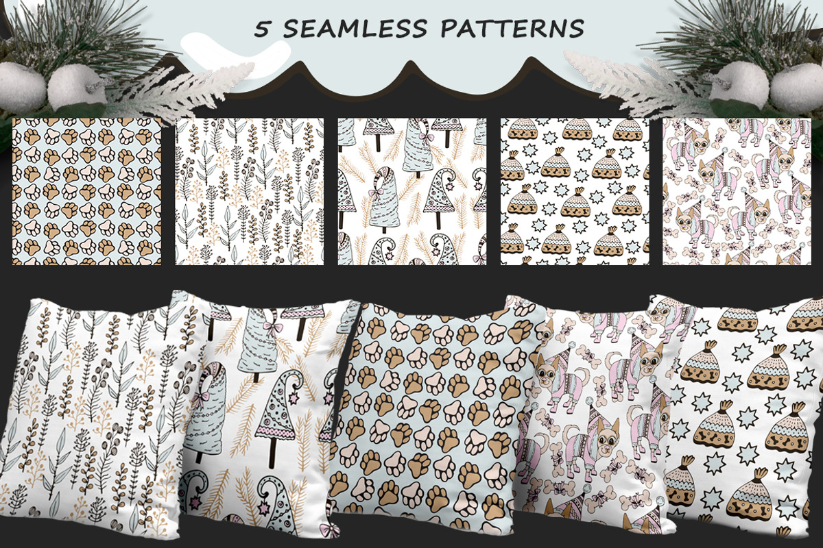 Christmas Sketches - set witn dog, an Animal Illustration by Kseniya_design (Photo 3 of 5)